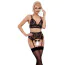 Комплект Abierta Fina Straps Set чорний: бюстгальтер + пояс для панчіх + трусики-стрінги - Фото №1