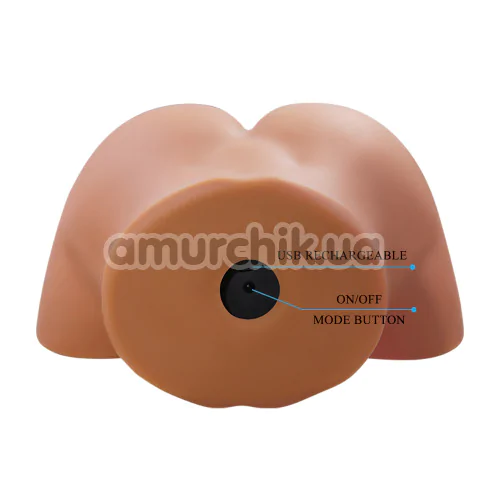 Искусственная вагина и анус с вибрацией Crazy Bull Ilana, телесная