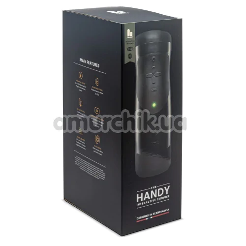 Інтерактивний мастурбатор з поштовхами The Handy Interactive Stroker, чорний