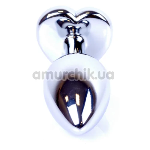 Анальна пробка з рожевим кристалом Exclusivity Jewellery Silver Heart Plug, срібна
