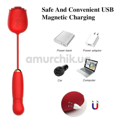 Симулятор орального секса для женщин с толчками Odeco Every Night Toys Rose Thruster 2330, красный