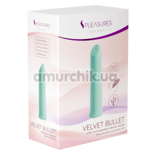Кліторальний вібратор S Pleasures Velvet Bullet, бірюзовий