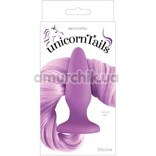 Анальна пробка з фіолетовим хвостом Unicorn Tails Pastel, фіолетова