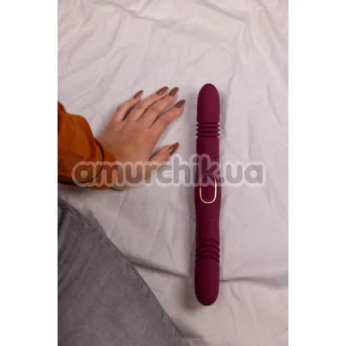 Двухконечный вибратор с толчками Loveline Double-Sided Thrusting Vibrator, бордовый