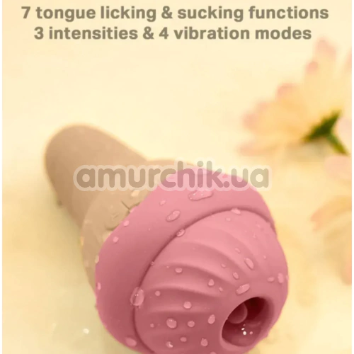 Симулятор орального секса для женщин с вибрацией Sweet Em Velvet Lure Ice Cream, коричневый
