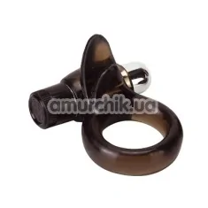 Віброкільце Vibro Ring Clitoral Tongue, чорне - Фото №1