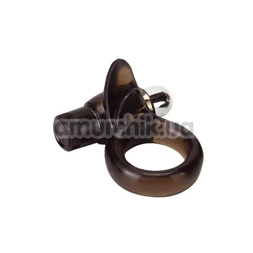 Виброкольцо Vibro Ring Clitoral Tongue, черное - Фото №1