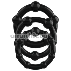 Набор из 3 эрекционных колец Crushious Triple Bead, черный - Фото №1