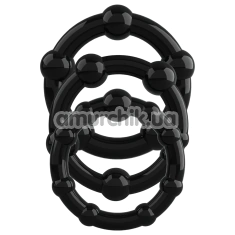 Набор из 3 эрекционных колец Crushious Triple Bead, черный - Фото №1