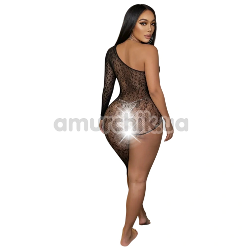 Комбинезон Star Night One Shoulder Leopard Bodystocking, черный
