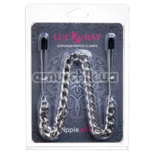 Затискачі для сосків з широком ланцюжком Lucky Bay Nipple Play Chain Heavy Metall, срібні