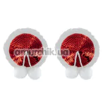 Украшения для сосков с белыми помпонами Paris Hollywood Self-Adhesive Pasties, красные - Фото №1