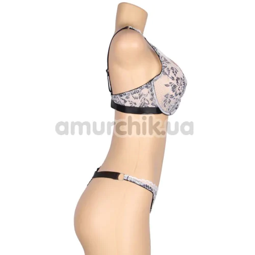 Комплект Star Night Sexy Floral Two-Tone Lace Set, черно-белый: бюстгальтер + трусики-стринги