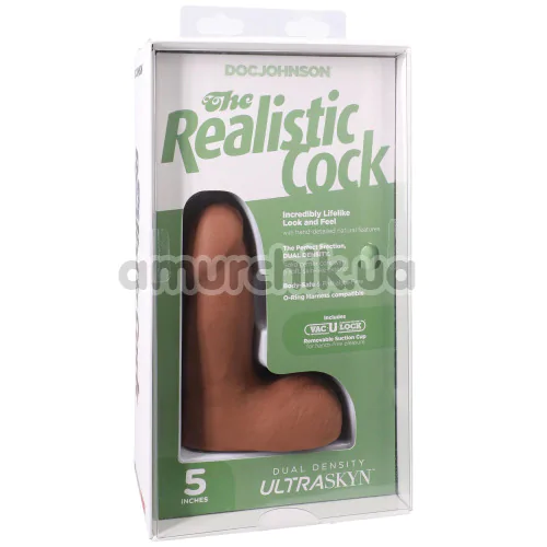 Фалоімітатор Doc Johnson The Realistic Cock With Balls 5, світло-коричневий