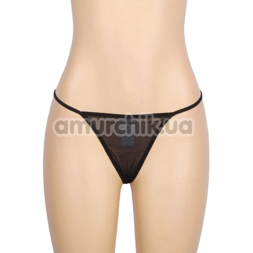 Комплект Star Night Lace Garter Belt Mesh, чорний: пояс для панчіх + трусики-стрінги