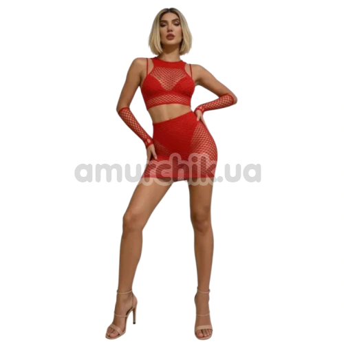 Комплект Star Night Mesh Set, червоний: топ + спідниця