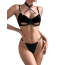 Комплект Star Night Velvet Hollow Cut Halter, чорний: бюстгальтер + трусики-стрінги - Фото №5