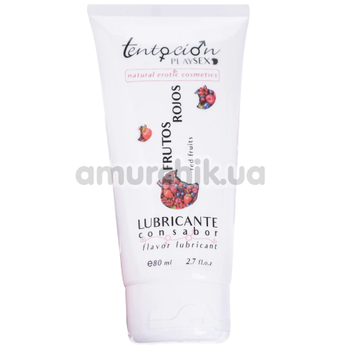 Оральный лубрикант Tentacion Playsex Frutos Rojos - красные ягоды, 80 мл - Фото №1