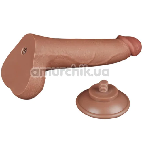Фаллоимитатор Sliding-Skin Dual Layer Dong 8.5 с мошонкой, светло-коричневый