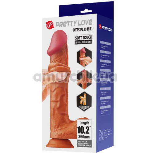 Фалоімітатор Pretty Love Sliding Skin Mendel 10.2, коричневий