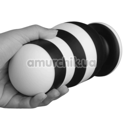 Анальная пробка Love Toy X-Missioner Butt Plug 7, черно-белая