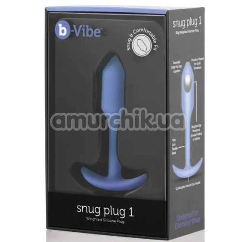 Анальная пробка со смещенным центром тяжести B-Vibe Snug Plug 1, фиолетовая