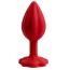 Анальная пробка с красным кристаллом Alume Silicone Ribbed Plug S, красная - Фото №2
