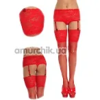 Комплект Stockings красный: чулки + пояс-трусики (модель 5521) - Фото №1