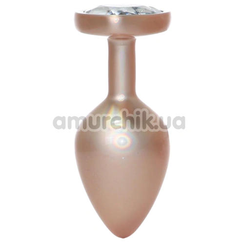 Анальная пробка с прозрачным кристаллом Exclusivity Jewellery Pearl Gold Heart Plug М, золотая