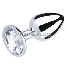 Анальна пробка з прозорим кристалом SWAROVSKI Silver Diamond Big, срібна - Фото №1