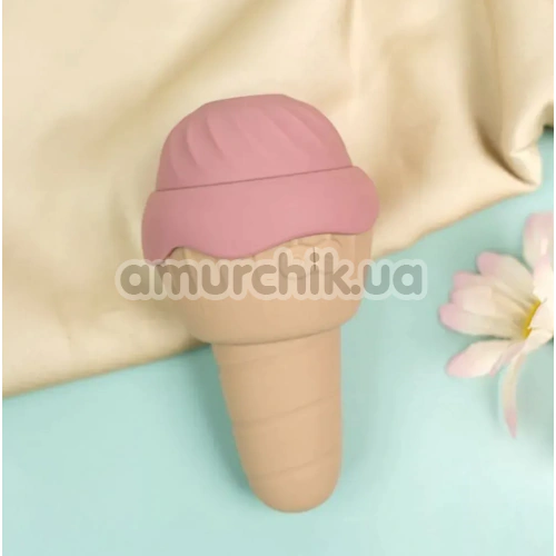 Симулятор орального секса для женщин с вибрацией Sweet Em Velvet Lure Ice Cream, коричневый