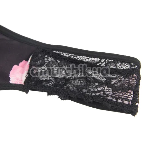 Комплект Star Night Floral Mesh Set, черный: пеньюар + трусики-стринги