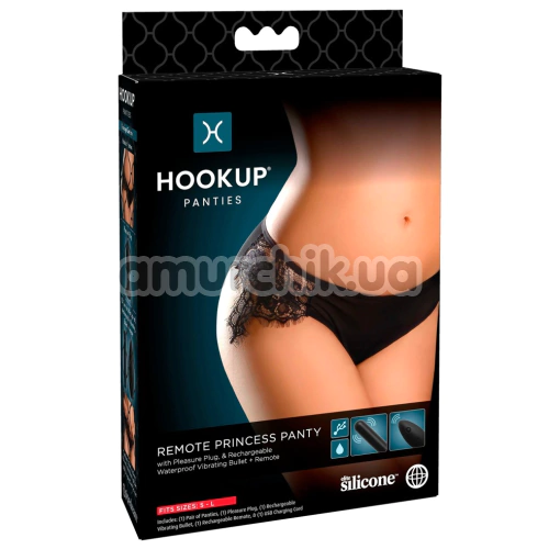 Трусики з анальною пробкою з вібрацією HookUp Panties Remote Princess Panty, чорні