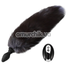 Анальна пробка з вібрацією і чорним хвостом Remote Control Anal Plug With Tail, чорна - Фото №1