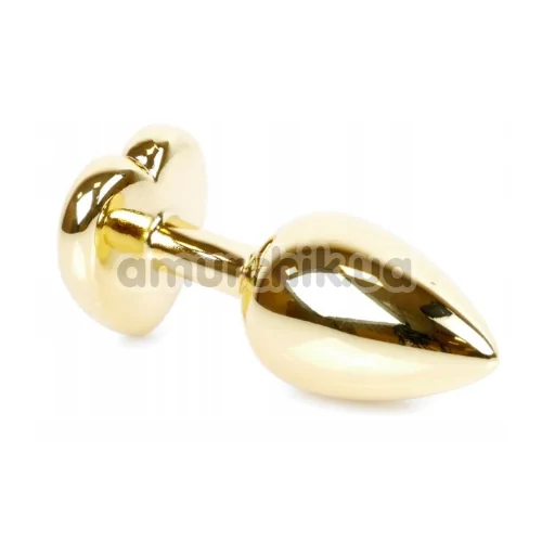 Анальна пробка із яскраво-рожевим кристалом Exclusivity Jewellery Gold Heart Plug, золота