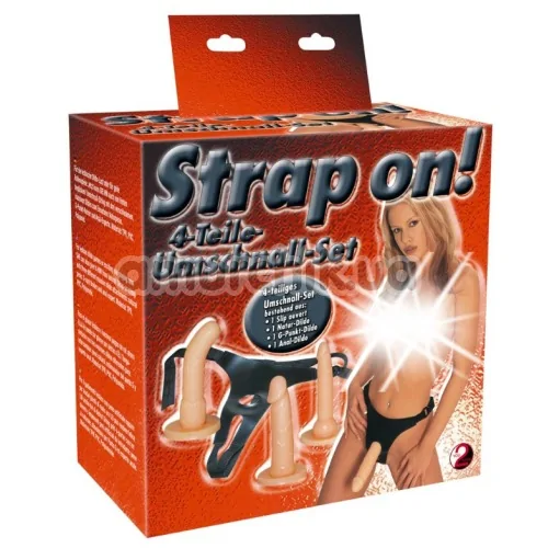 Набор из трех фаллоимитаторов на плавках Strap-on! телесный