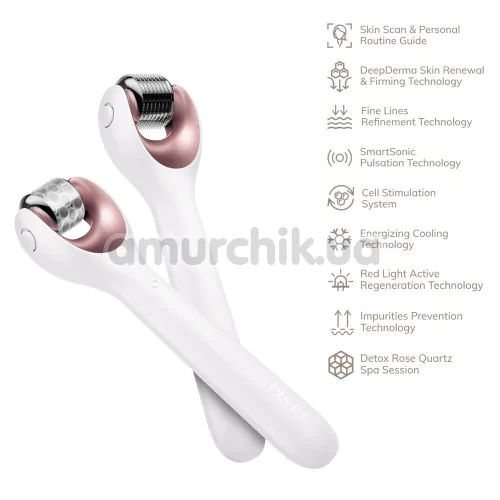 Массажер-роллер для лица с микроиглами Geske MicroNeedle Face Roller 9 in 1, кремовый