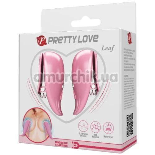 Зажимы для сосков с вибрацией Pretty Love Leaf, розовые