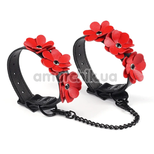 Фиксаторы для ног Liebe Seele Flower Rhythm Leather Ankle Cuffs, черно-красные - Фото №1