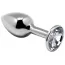 Анальная пробка с прозрачным кристаллом Alive Anal Pleasure Mini Metal Butt Plug M, серебряная - Фото №1