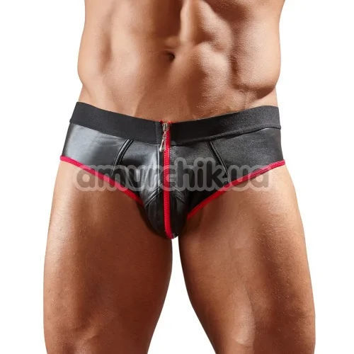 Труси чоловічі з відкритими сідницями Svenjoyment Underwear Jock 2120216, чорно-червоні - Фото №1