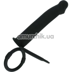 Анальная насадка Anal Dildo And Cock & Ball Ring, черная - Фото №1