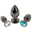 Набор анальных пробок Anos Metal Butt Plug Set With Diamonds, черный - Фото №3