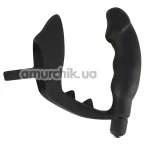 Виброкольцо со стимулятором простаты Black Velvets Ring & Vibro Plug, черное - Фото №1