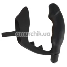 Віброкільце зі стимулятором простати Black Velvets Ring & Vibro Plug, чорне - Фото №1