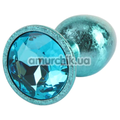 Анальна пробка з блакитним кристалом Matrix Mont Nebula Blue Gem Metal Plug M, блакитна - Фото №1