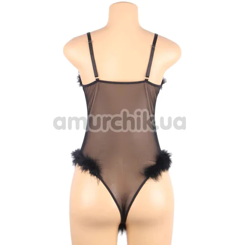 Комплект Star Night Sensual Feather Night Set, чорний: боді + пеньюар