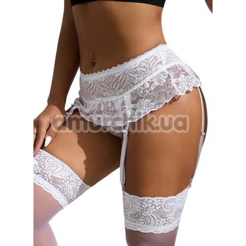 Комплект Star Night Lace Flower Set, белый: пояс для чулок + трусики