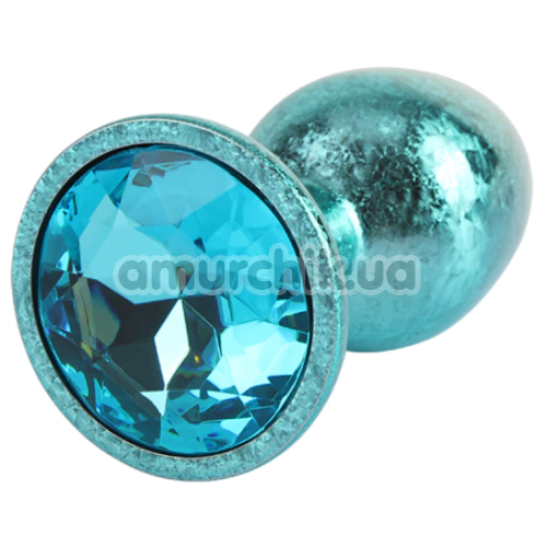 Анальна пробка з блакитним кристалом Matrix Mont Nebula Blue Gem Metal Plug M, блакитна - Фото №1