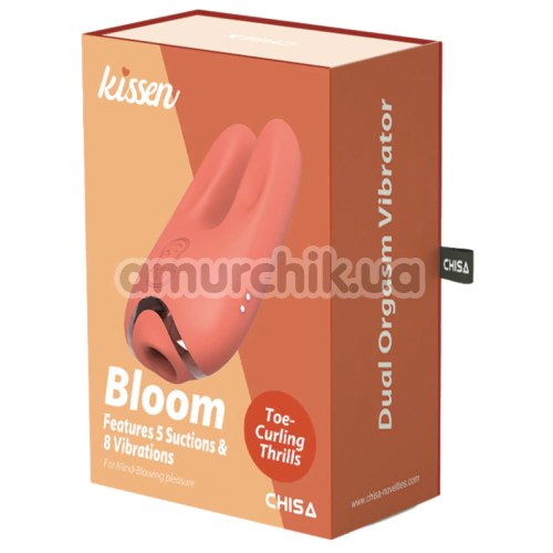 Клиторальный вибратор с вакуумным стимулятором Kissen Bloom, оранжевый